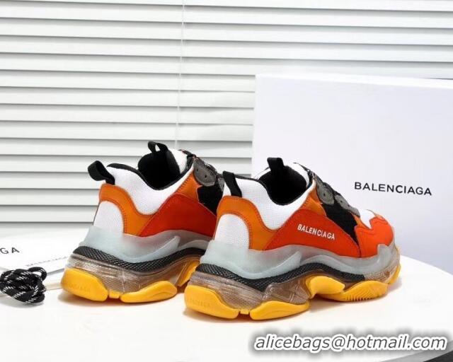 Unique Grade  Balenciaga Triple S Clear Outsole Sneakers 041701 Orange/Black/Grey