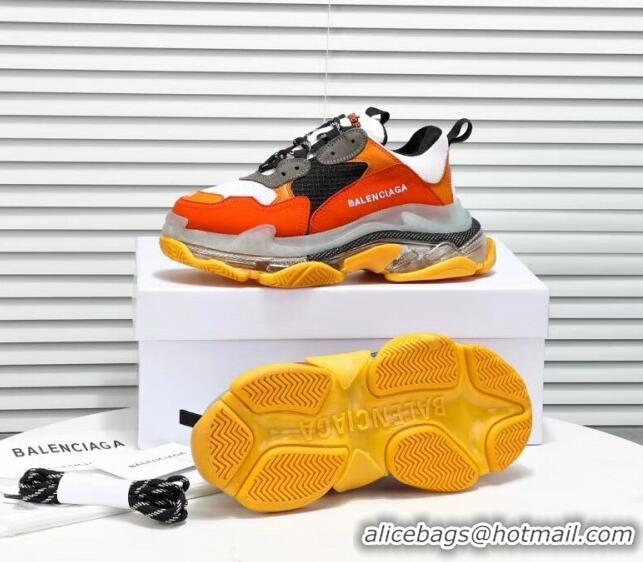 Unique Grade  Balenciaga Triple S Clear Outsole Sneakers 041701 Orange/Black/Grey