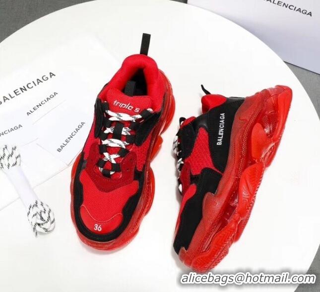 Grade Quality Balenciaga Triple S Clear Outsole Sneakers 041701 Red/Black