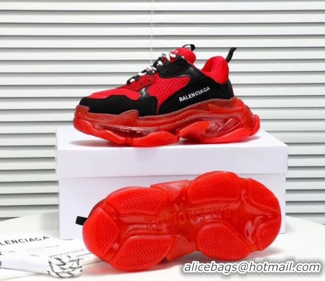 Grade Quality Balenciaga Triple S Clear Outsole Sneakers 041701 Red/Black