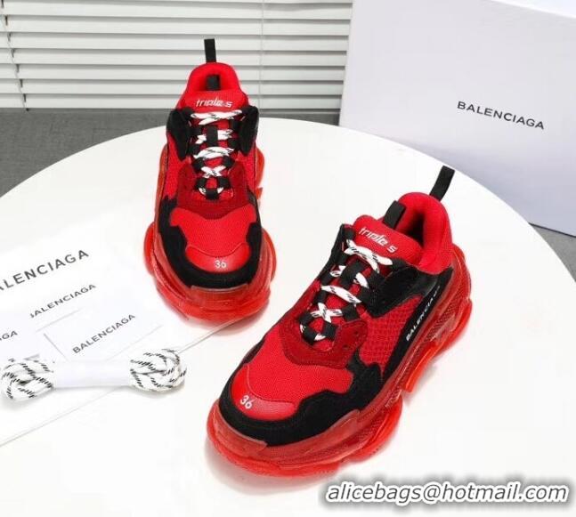 Grade Quality Balenciaga Triple S Clear Outsole Sneakers 041701 Red/Black