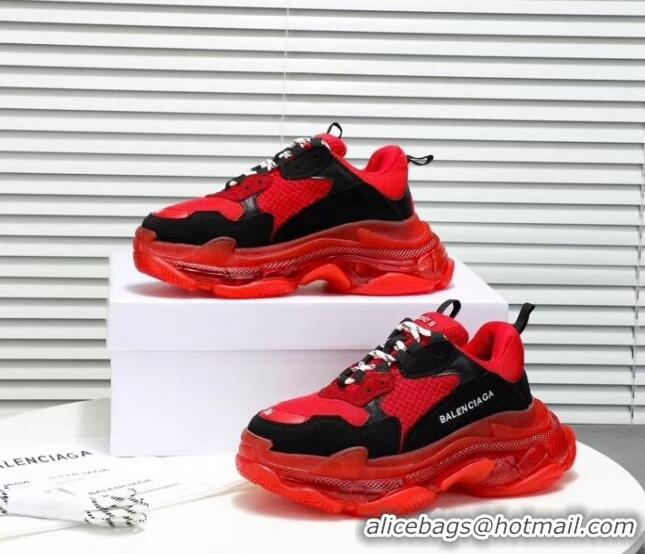 Grade Quality Balenciaga Triple S Clear Outsole Sneakers 041701 Red/Black