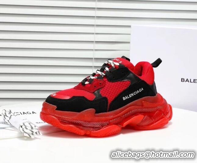 Grade Quality Balenciaga Triple S Clear Outsole Sneakers 041701 Red/Black