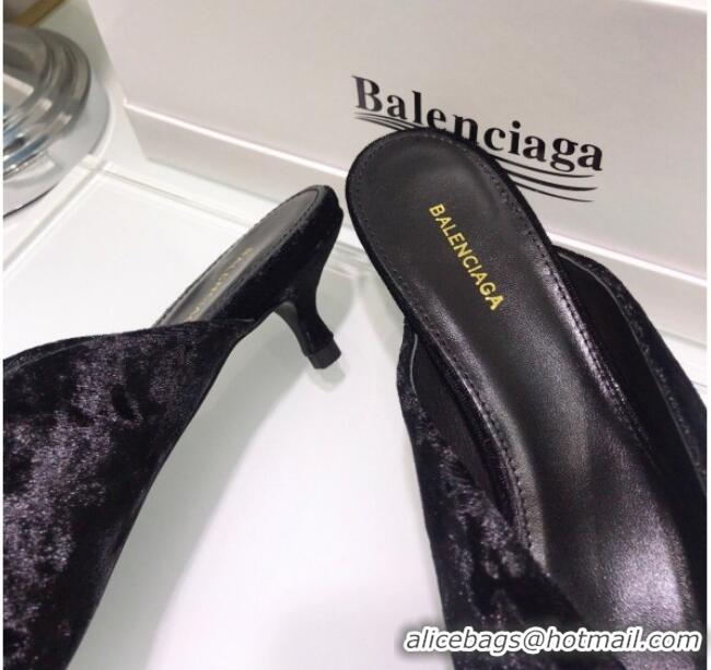 Discount Balenciaga Crystal BB Knife 40mm Mule in Black Velvet 051516