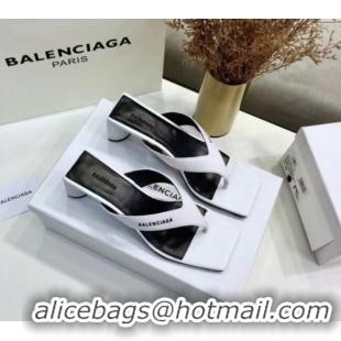 Shop Balenciaga Double Square 60mm Open Back Sandal in White Leather 060405