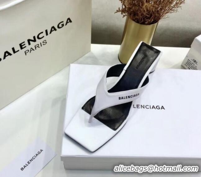 Shop Balenciaga Double Square 60mm Open Back Sandal in White Leather 060405