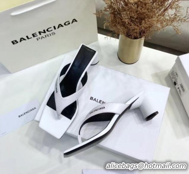 Shop Balenciaga Double Square 60mm Open Back Sandal in White Leather 060405