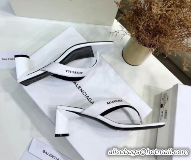 Shop Balenciaga Double Square 60mm Open Back Sandal in White Leather 060405