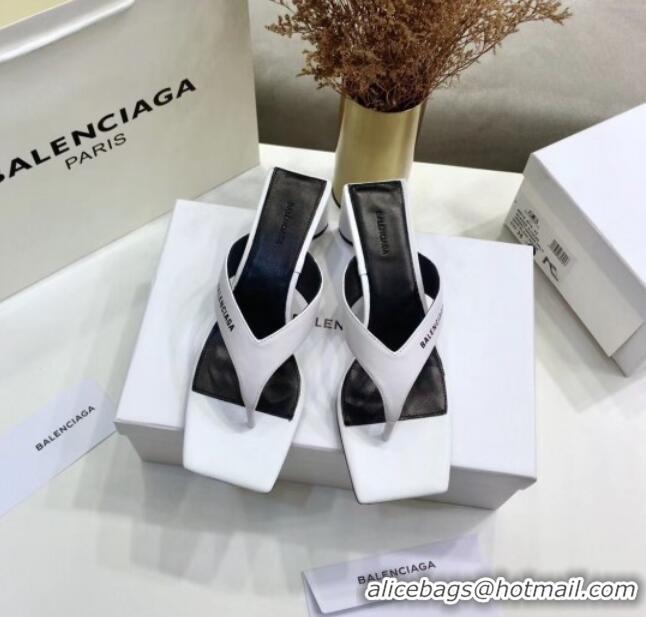 Shop Balenciaga Double Square 60mm Open Back Sandal in White Leather 060405