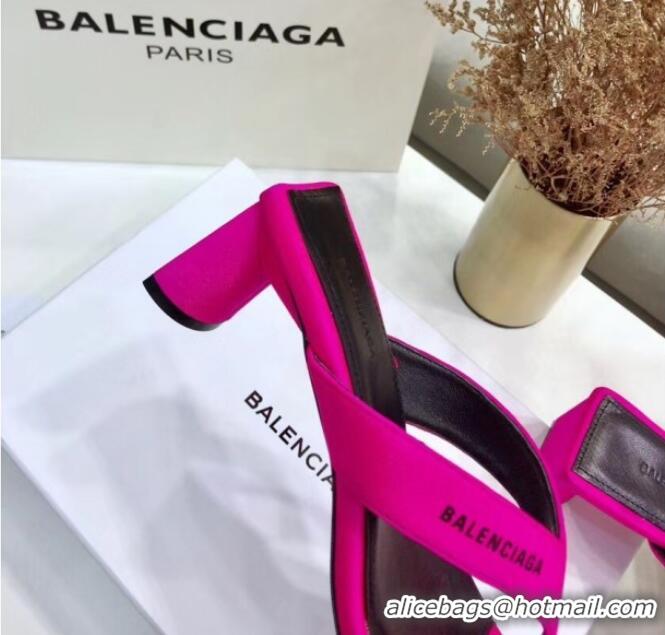 Good Quality Balenciaga Double Square 60mm Open Back Sandal in Pink Spandex 060407