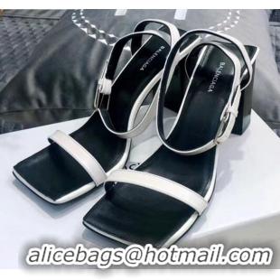 Good Product Balenciaga Square Ankle Strap Sandal in White Calfskin 060410