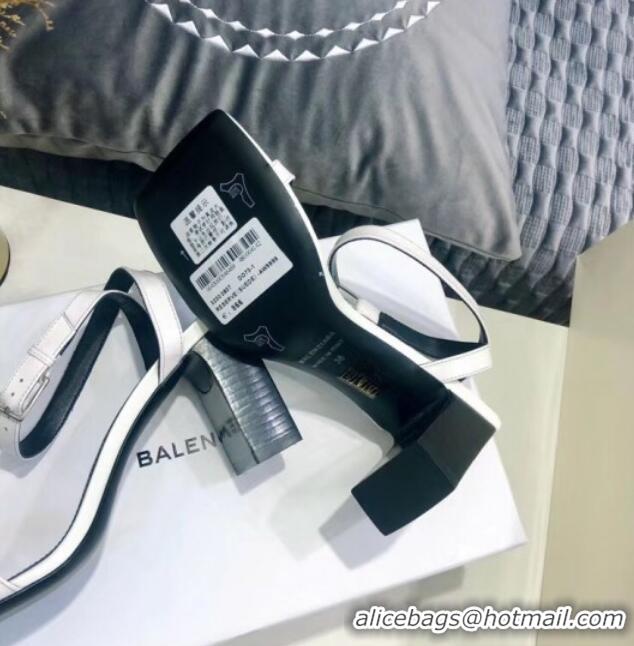 Good Product Balenciaga Square Ankle Strap Sandal in White Calfskin 060410