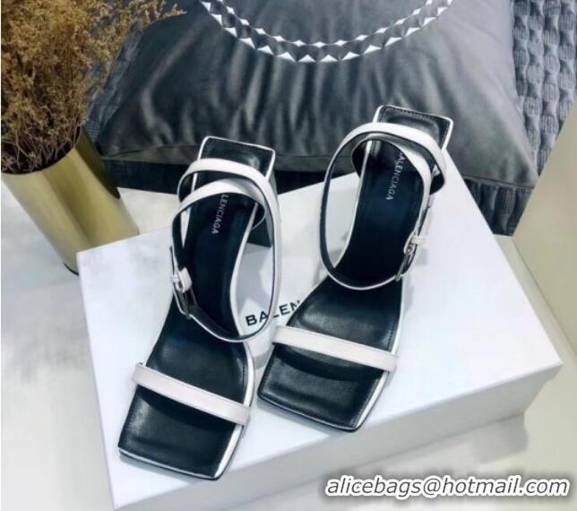 Good Product Balenciaga Square Ankle Strap Sandal in White Calfskin 060410