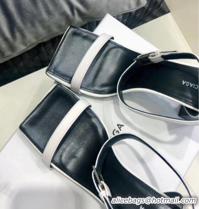 Good Product Balenciaga Square Ankle Strap Sandal in White Calfskin 060410