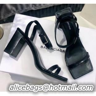 Most Popular Balenciaga Square Ankle Strap Sandal in Black Calfskin 060410