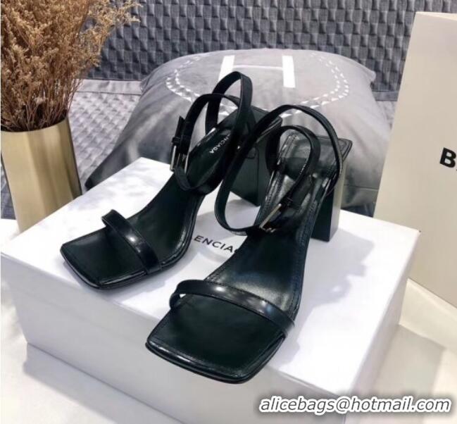 Most Popular Balenciaga Square Ankle Strap Sandal in Black Calfskin 060410