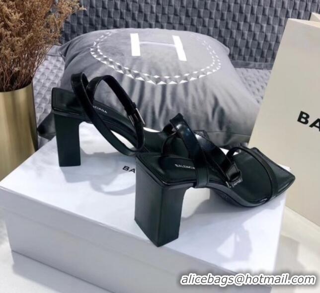 Most Popular Balenciaga Square Ankle Strap Sandal in Black Calfskin 060410