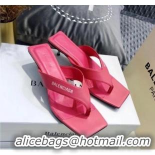 New Style Balenciaga Metal Square Thong Heel Slide Sandals 060412 Pink