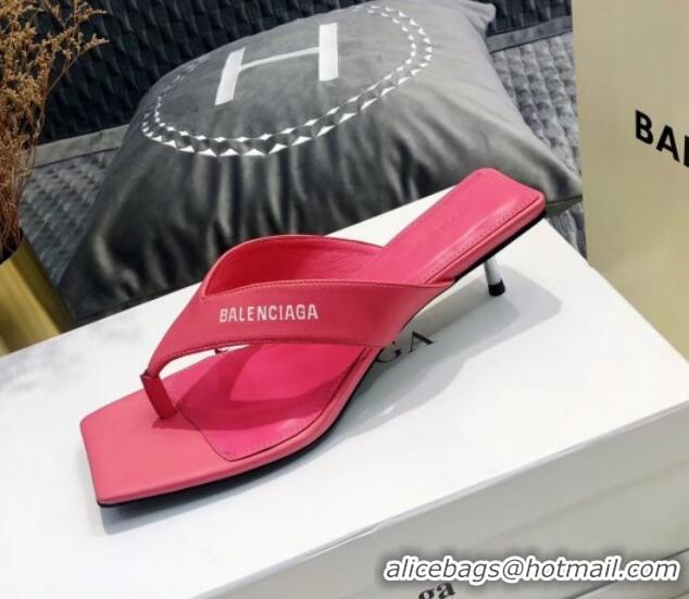 New Style Balenciaga Metal Square Thong Heel Slide Sandals 060412 Pink