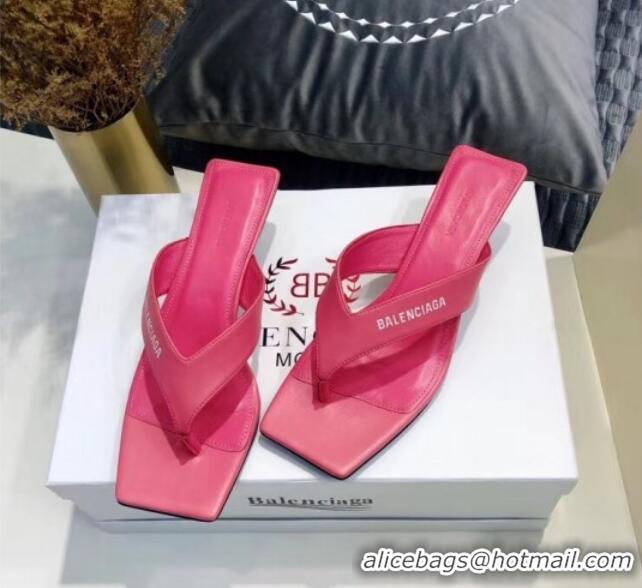 New Style Balenciaga Metal Square Thong Heel Slide Sandals 060412 Pink