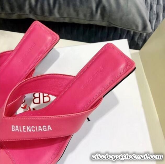 New Style Balenciaga Metal Square Thong Heel Slide Sandals 060412 Pink