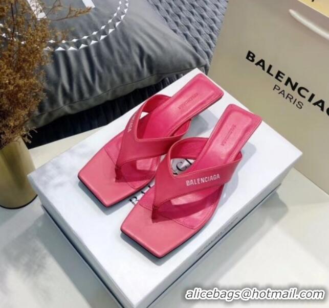 New Style Balenciaga Metal Square Thong Heel Slide Sandals 060412 Pink