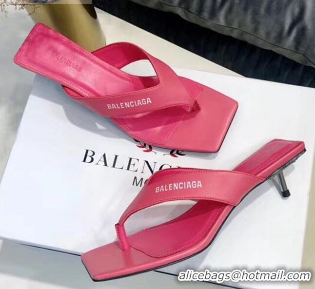 New Style Balenciaga Metal Square Thong Heel Slide Sandals 060412 Pink