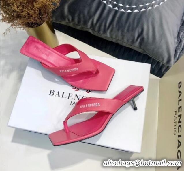 New Style Balenciaga Metal Square Thong Heel Slide Sandals 060412 Pink