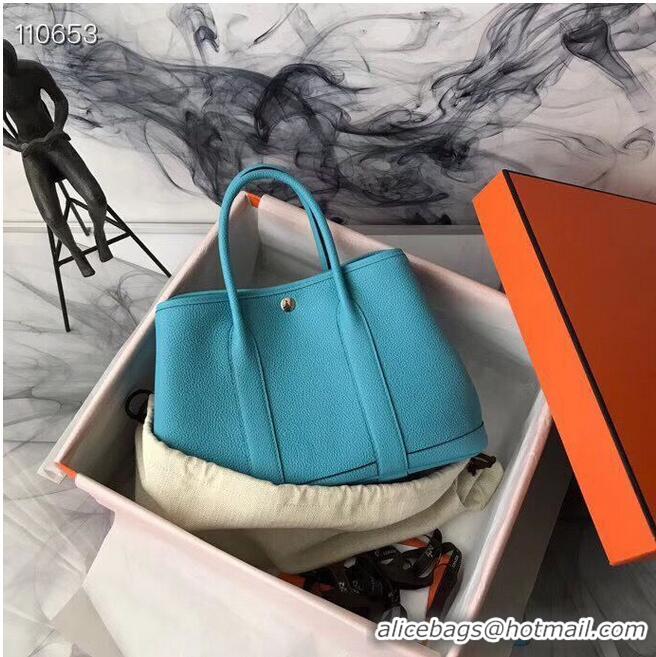 Discount Hermes Garden Party 36cm 30cm Tote Bag Original Leather A129L Light Blue