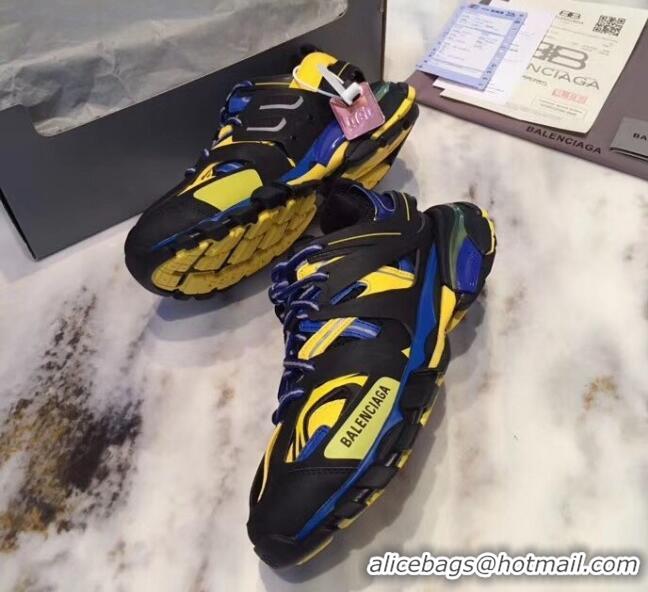 Good Taste Balenciaga Track-s 3.0 Trainer Sneakers 062261 Black/Yellow/Blue