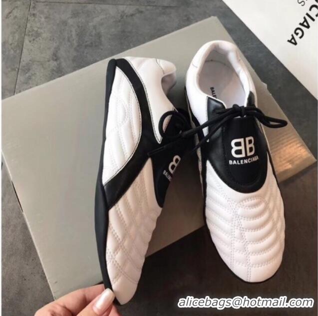 Good Quality Balenciaga BB Quilted Leather Sneakers 062415 White 