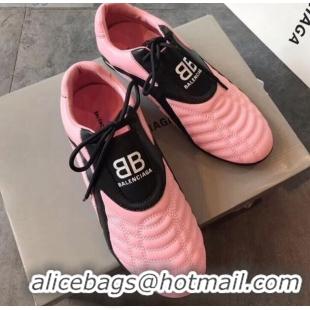 Good Quality Balenciaga BB Quilted Leather Sneakers 062415 Pink