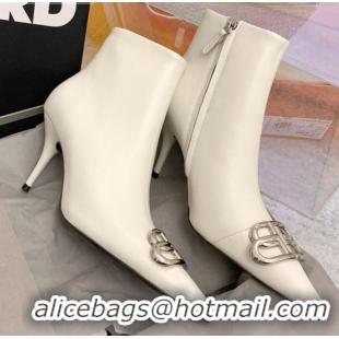 Cheap Price Balenciaga Knife Lambskin High-Heel Short Boots 85mm White 072701