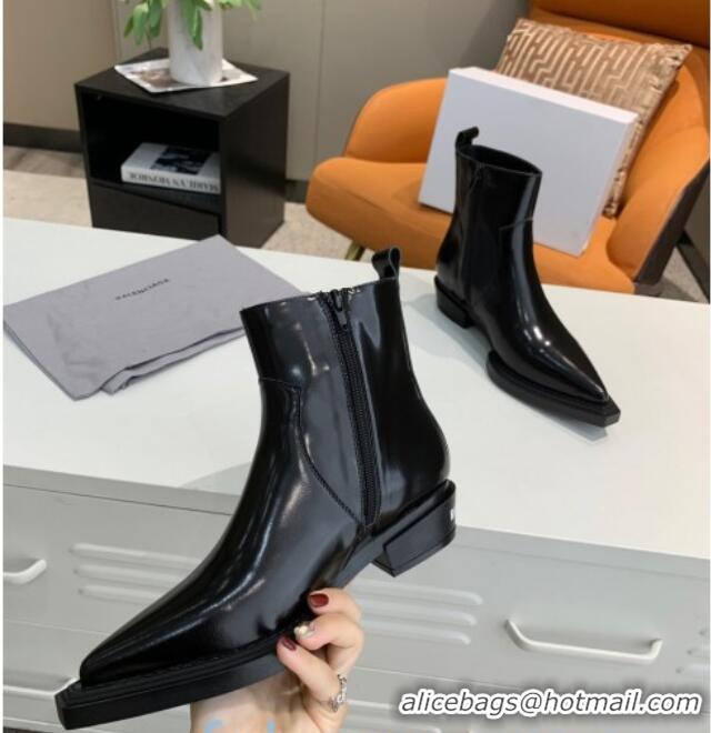 Discount Balenciaga Shiny Calfskin Short Boots 080618 Black