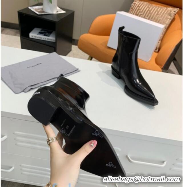 Discount Balenciaga Shiny Calfskin Short Boots 080618 Black