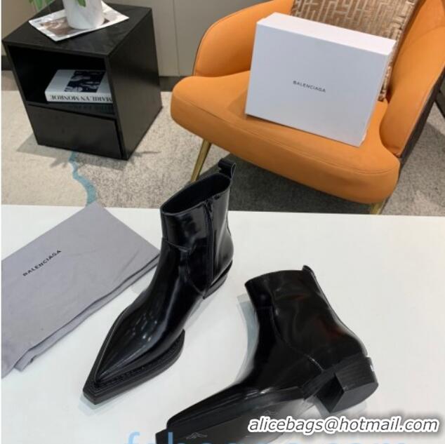 Discount Balenciaga Shiny Calfskin Short Boots 080618 Black