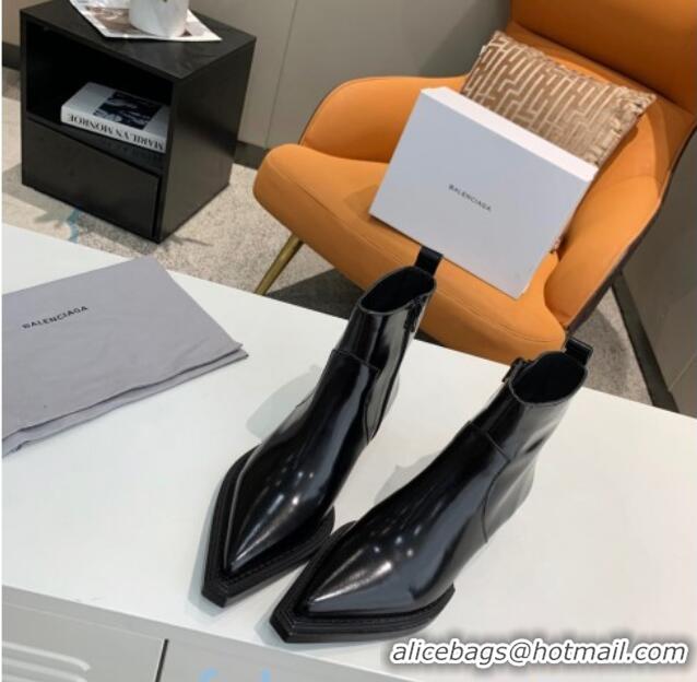 Discount Balenciaga Shiny Calfskin Short Boots 080618 Black