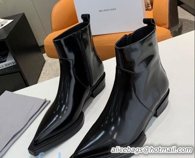 Discount Balenciaga Shiny Calfskin Short Boots 080618 Black