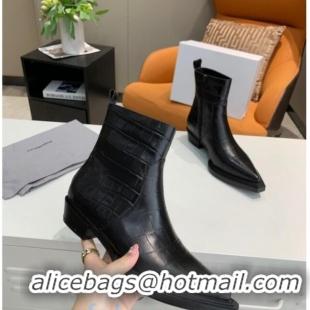 Grade Quality Balenciaga Crocodile Embossed Short Boots 080621 Black