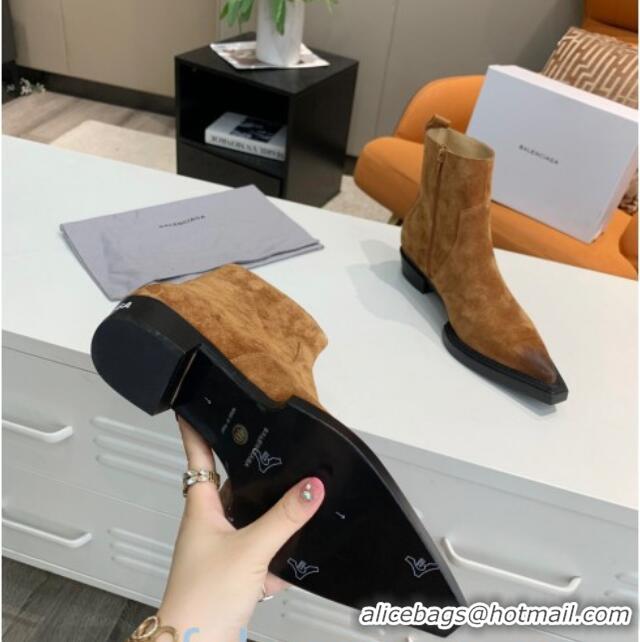 New Design Balenciaga Suede Short Boots Camel Brown 080619