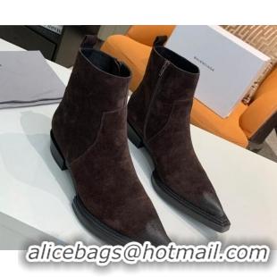 Super Quality Balenciaga Suede Short Boots Dark Brown 080619