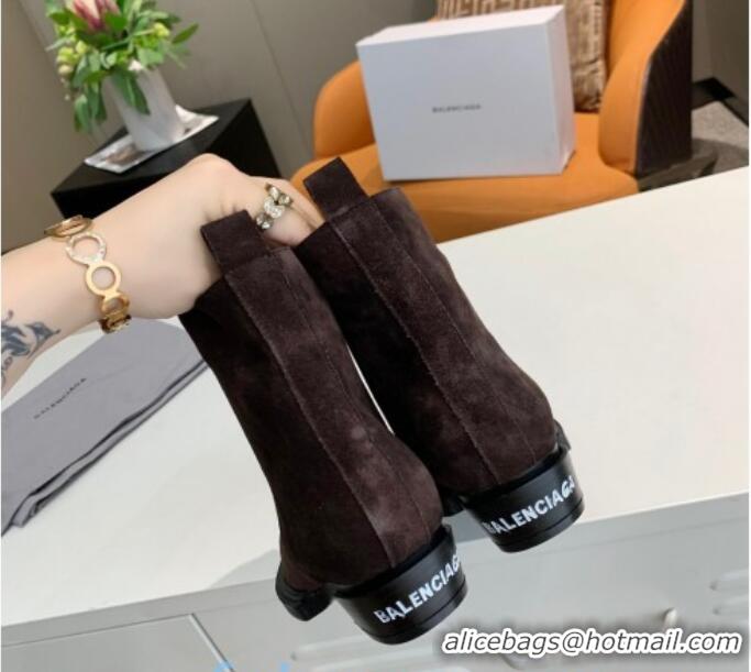 Super Quality Balenciaga Suede Short Boots Dark Brown 080619