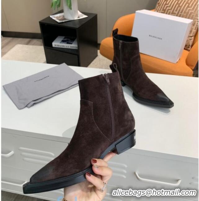 Super Quality Balenciaga Suede Short Boots Dark Brown 080619