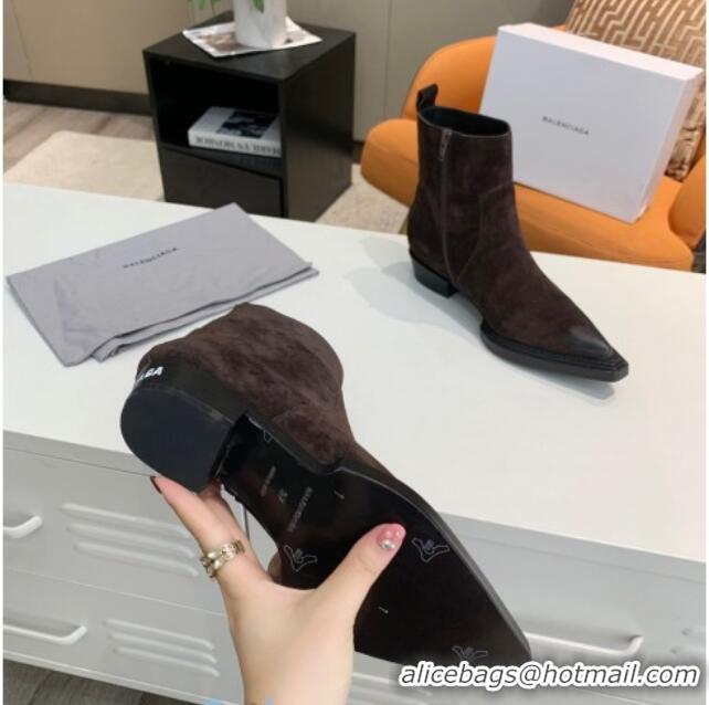 Super Quality Balenciaga Suede Short Boots Dark Brown 080619