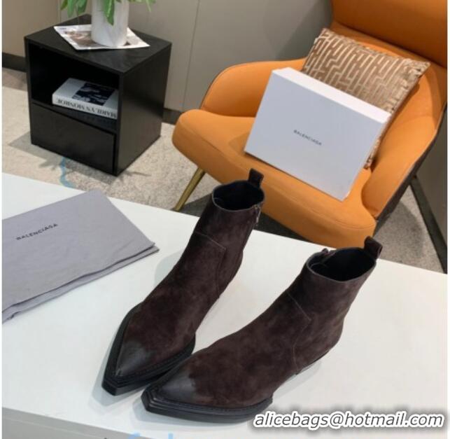 Super Quality Balenciaga Suede Short Boots Dark Brown 080619