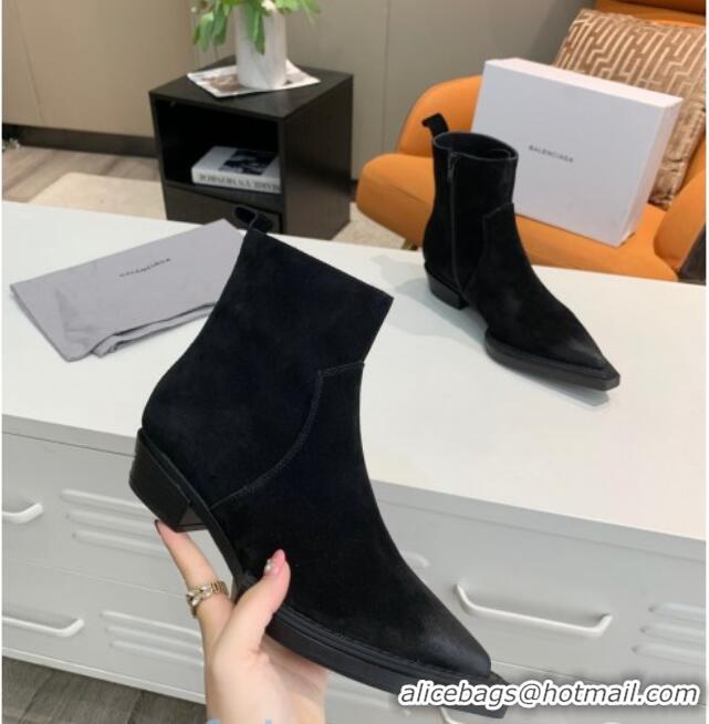 Good Quality Balenciaga Suede Short Boots 080619 Black