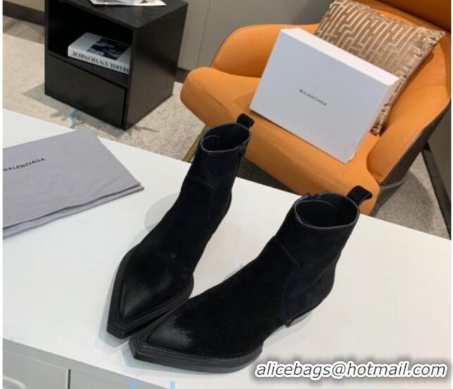 Good Quality Balenciaga Suede Short Boots 080619 Black