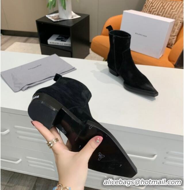 Good Quality Balenciaga Suede Short Boots 080619 Black