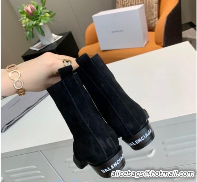 Good Quality Balenciaga Suede Short Boots 080619 Black