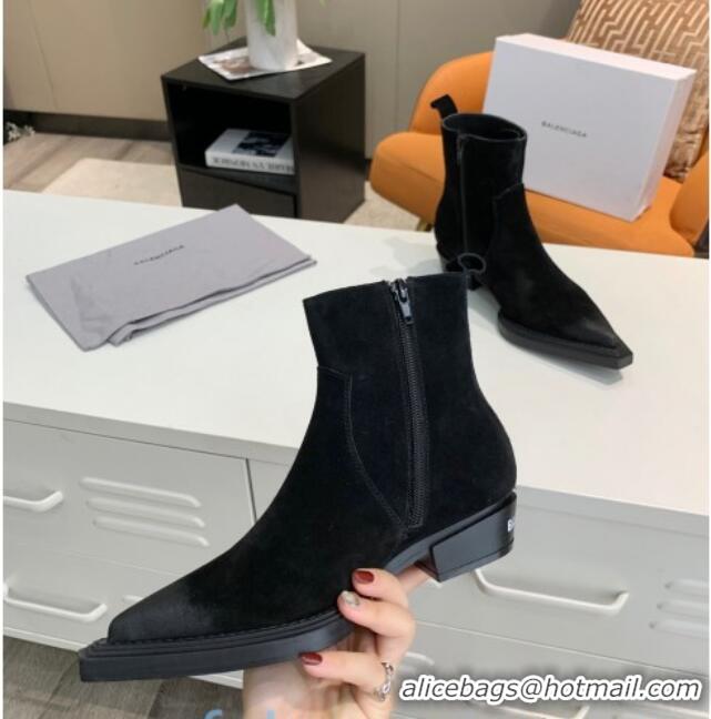 Good Quality Balenciaga Suede Short Boots 080619 Black